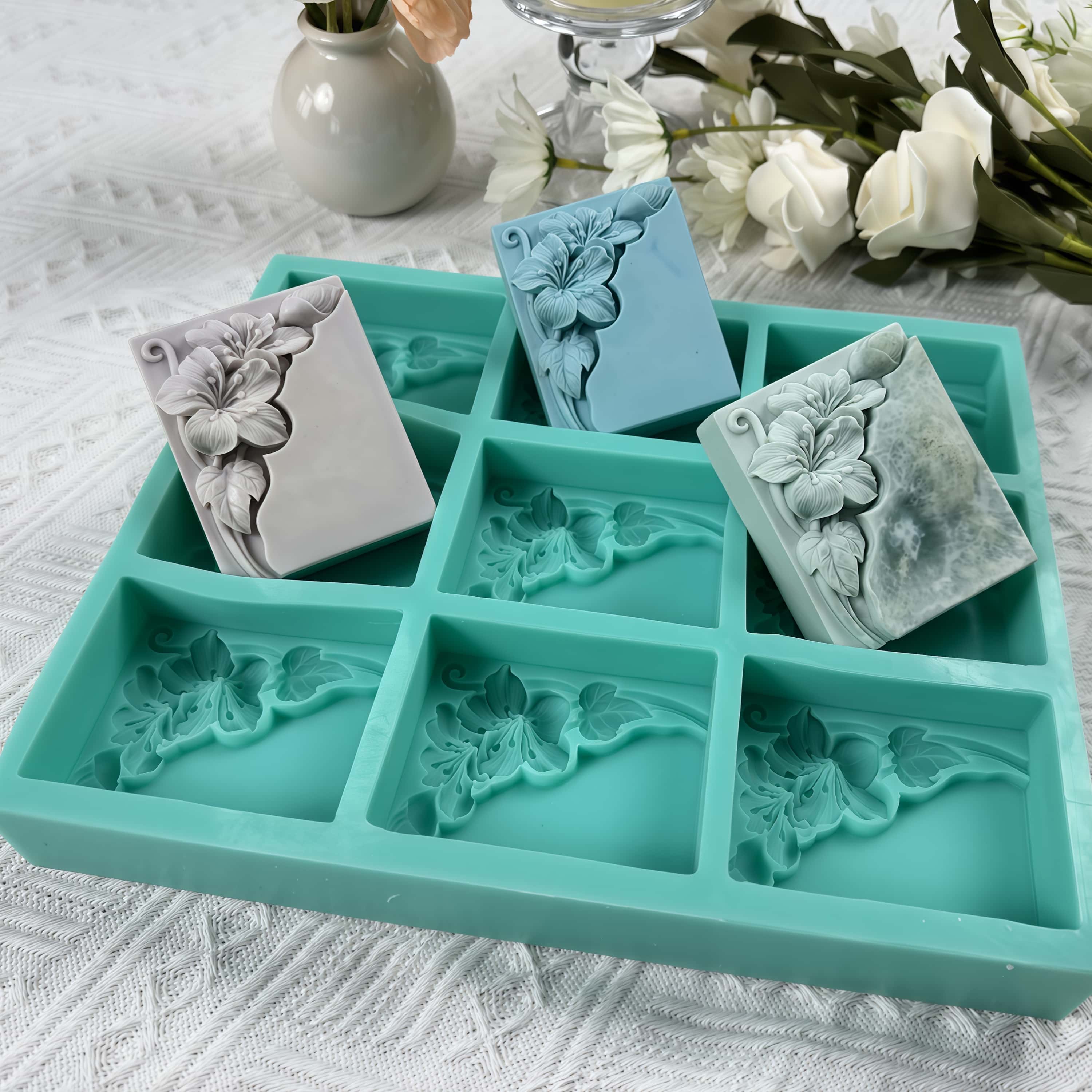 9 تجاويف قالب صابون زهرة التنغ - مراجعة Soap Making Books وسعره